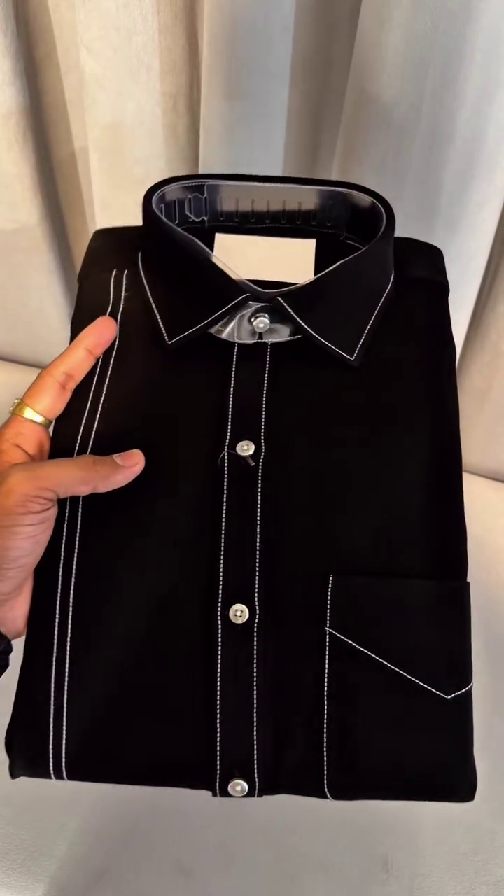 Men Black Regular Fit Solid Casual Over Shirt