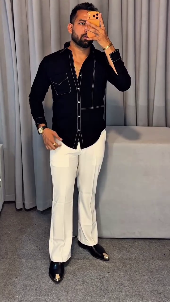 Men Black Regular Fit Solid Casual Over Shirt