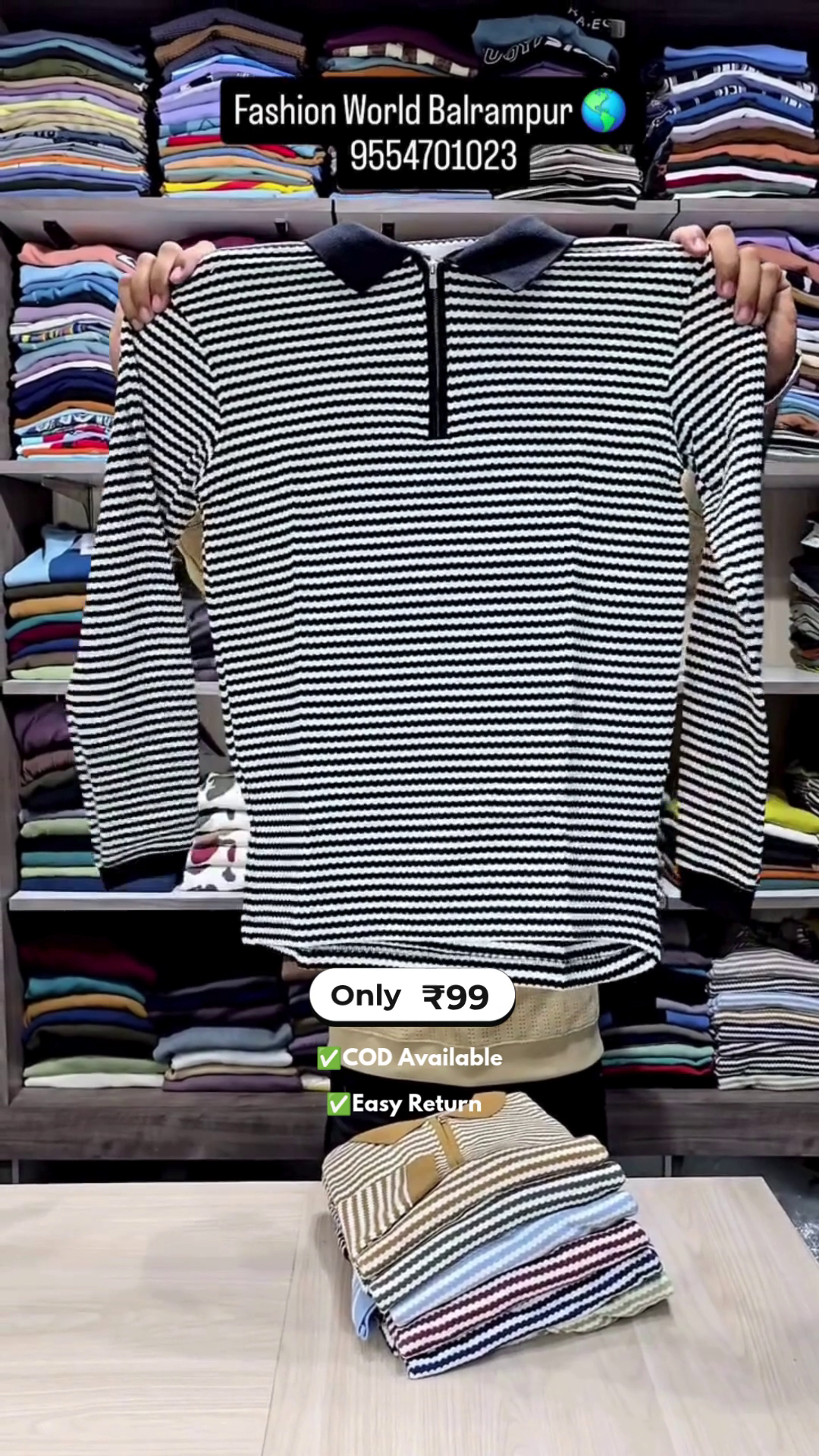 Men?s Full Sleeve T-Shirts with Half Zip