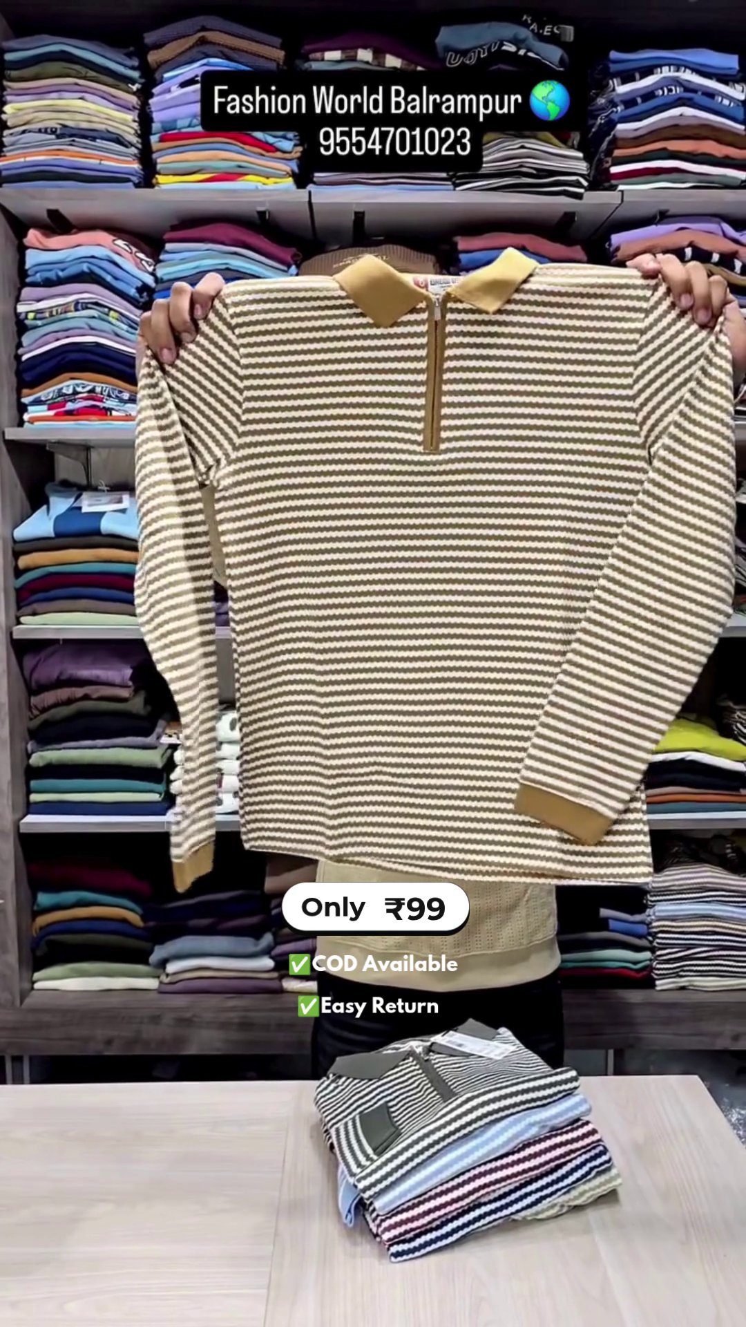 Men?s Full Sleeve T-Shirts with Half Zip