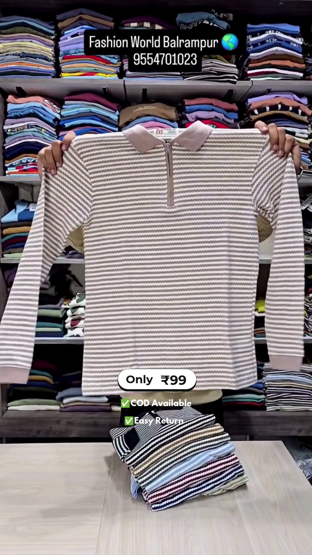 Men?s Full Sleeve T-Shirts with Half Zip