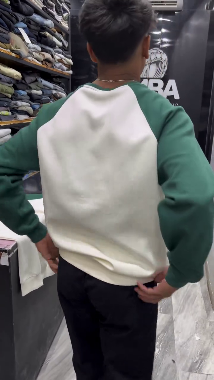 Relaxed Fit Typography Embroidered Raglan Sleeves Sweatshirt