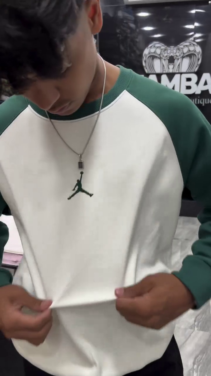 Relaxed Fit Typography Embroidered Raglan Sleeves Sweatshirt