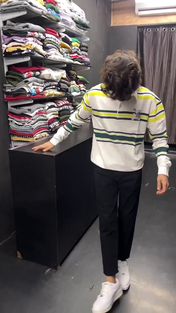 Auto Stripes Yellow Red Full Sleeve Polo T-Shirt