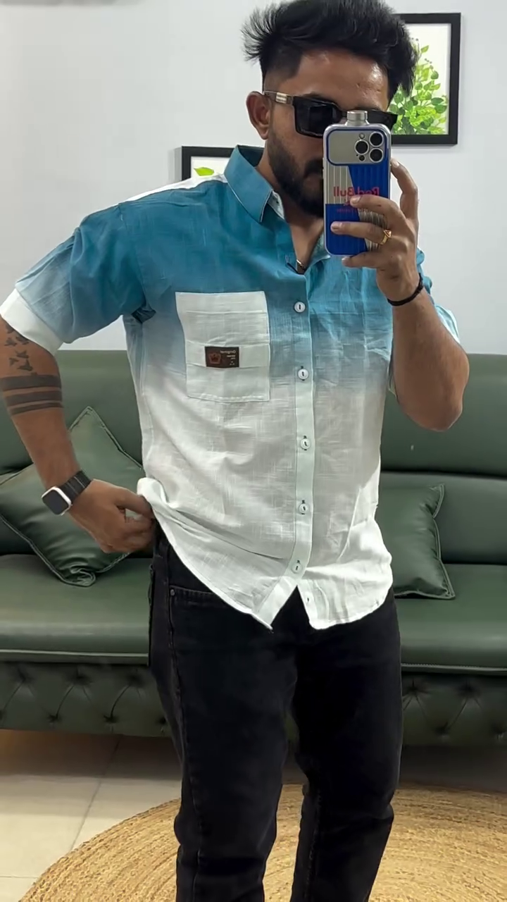 Spread-Collar Shirt with Patch Pocket
