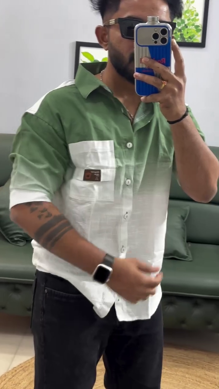 Spread-Collar Shirt with Patch Pocket