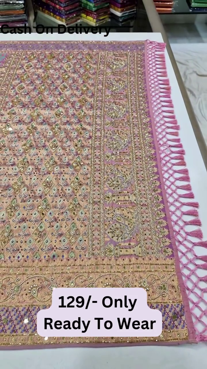 Classic Pretty Traditional Thread Embroidery With Top Notch Sequin Work On Georgette Fabric