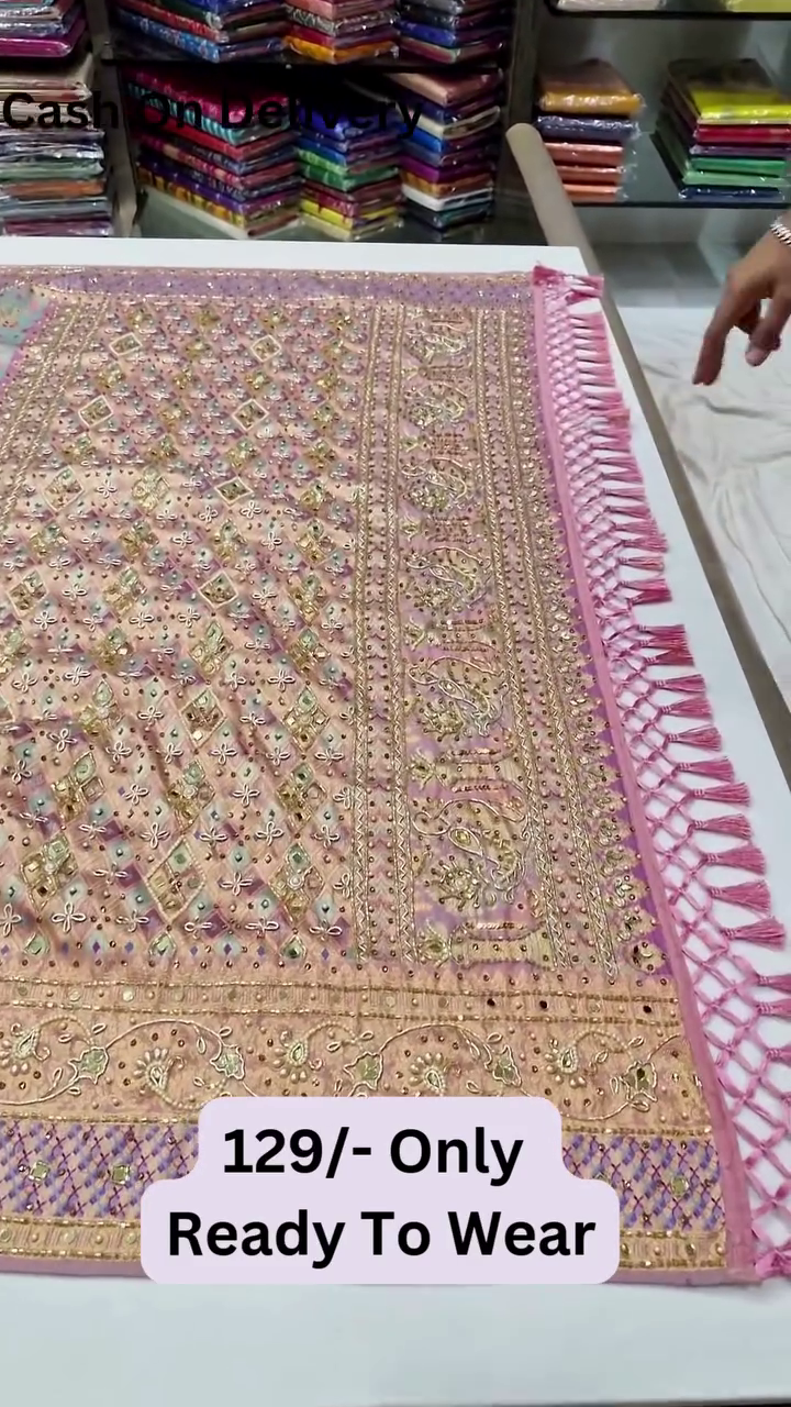 Classic Pretty Traditional Thread Embroidery With Top Notch Sequin Work On Georgette Fabric