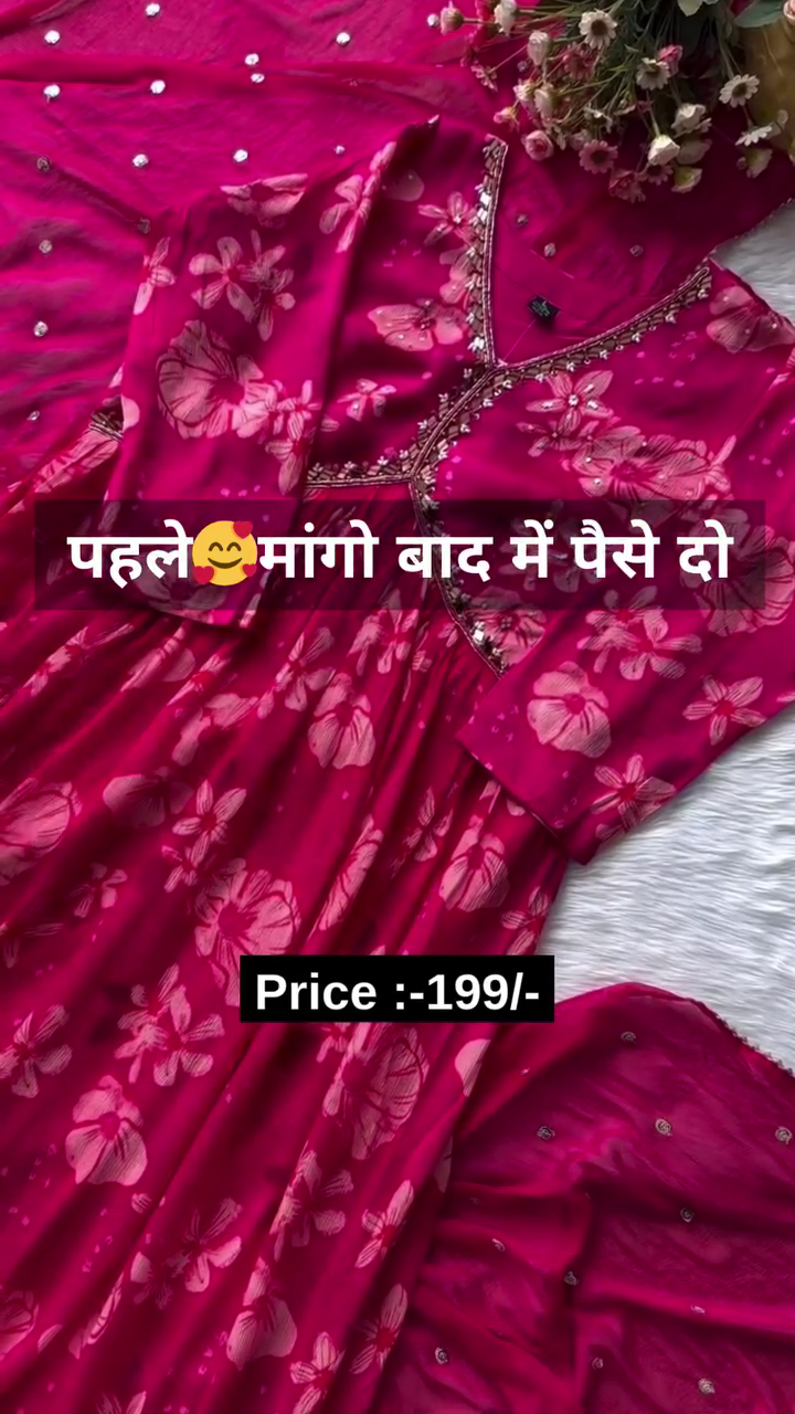 Organza Hand Work Unstitched Suit with 9gm shantoon bottom