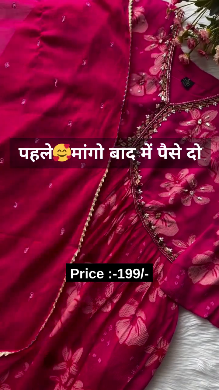Organza Hand Work Unstitched Suit with 9gm shantoon bottom